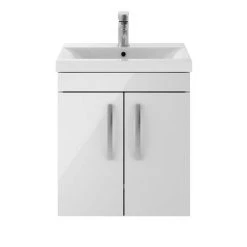 Brooklyn 500mm Gloss White 2 Door Wall Hung Vanity Unit -Wall Hung Vanity Units Shop BWH5GW d4 460