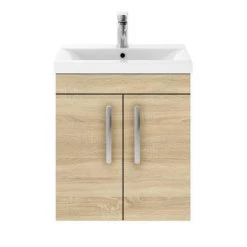 Brooklyn 500mm Natural Oak 2 Door Wall Hung Vanity Unit 11 Brooklyn 500mm Natural Oak 2 Door Wall Hung Vanity Unit -Wall Hung Vanity Units Shop BWH5N d4 460