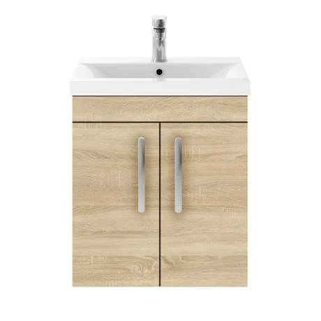 Brooklyn 500mm Natural Oak 2 Door Wall Hung Vanity Unit 7 Brooklyn 500mm Natural Oak 2 Door Wall Hung Vanity Unit - Image 5