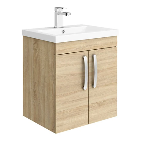 Brooklyn 500mm Natural Oak 2 Door Wall Hung Vanity Unit 3 Brooklyn 500mm Natural Oak 2 Door Wall Hung Vanity Unit