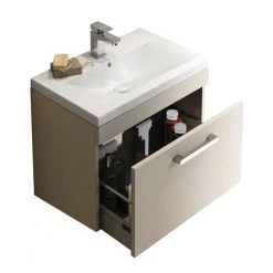 Brooklyn 500mm Stone Grey Wall Hung Vanity Unit - Single Drawer -Wall Hung Vanity Units Shop BWH5SG d3 460