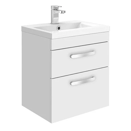 Brooklyn 500mm White Gloss 2 Drawer Wall Hung Vanity Unit 3 Brooklyn 500mm White Gloss 2 Drawer Wall Hung Vanity Unit