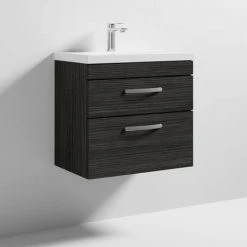Brooklyn 600 Black Wall Hung 2 Drawer Vanity Unit with Thin-Edge Basin 9 Brooklyn 600 Black Wall Hung 2 Drawer Vanity Unit with Thin-Edge Basin -Wall Hung Vanity Units Shop BWH6BLK2DTE nd3 460