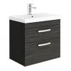 Brooklyn 600 Black Wall Hung 2 Drawer Vanity Unit with Thin-Edge Basin -Wall Hung Vanity Units Shop BWH6BLK2DTE np