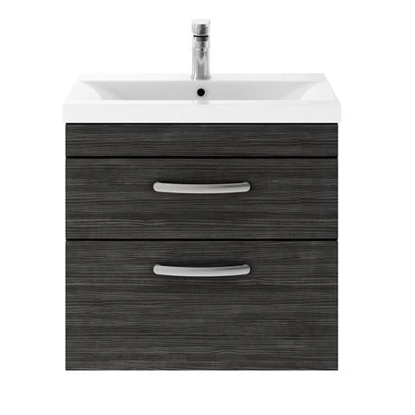 Brooklyn 600mm Black Wall Hung Double Drawer Vanity Unit 7 Brooklyn 600mm Black Wall Hung Double Drawer Vanity Unit - Image 5
