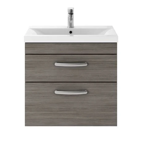 Brooklyn 600mm Grey Avola 2 Drawer Wall Hung Vanity Unit 4 Brooklyn 600mm Grey Avola 2 Drawer Wall Hung Vanity Unit - Image 2