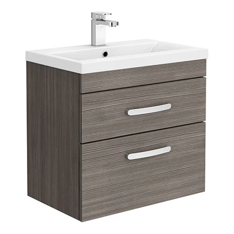 Brooklyn 600mm Grey Avola 2 Drawer Wall Hung Vanity Unit 3 Brooklyn 600mm Grey Avola 2 Drawer Wall Hung Vanity Unit