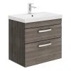 Brooklyn 600 Grey Avola Wall Hung 2 Drawer Vanity Unit with Thin-Edge Basin -Wall Hung Vanity Units Shop BWH6GA2DTE np