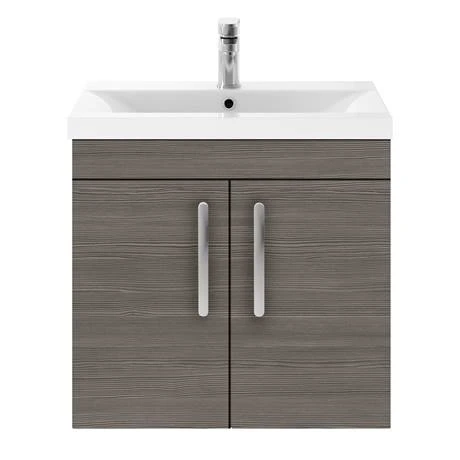 Brooklyn 600mm Grey Avola 2 Door Wall Hung Vanity Unit 7 Brooklyn 600mm Grey Avola 2 Door Wall Hung Vanity Unit - Image 5