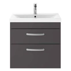 Brooklyn 600mm Gloss Grey 2 Drawer Wall Hung Vanity Unit 9 Brooklyn 600mm Gloss Grey 2 Drawer Wall Hung Vanity Unit -Wall Hung Vanity Units Shop BWH6GG2D d2 460