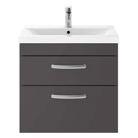 Brooklyn 600mm Gloss Grey 2 Drawer Wall Hung Vanity Unit 5 Brooklyn 600mm Gloss Grey 2 Drawer Wall Hung Vanity Unit - Image 3