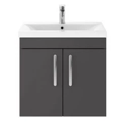 Brooklyn 600mm Gloss Grey 2 Door Wall Hung Vanity Unit -Wall Hung Vanity Units Shop BWH6GG d4 460