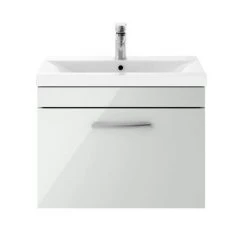 Brooklyn 600mm Grey Mist 1 Drawer Wall Hung Vanity Unit -Wall Hung Vanity Units Shop BWH6GM1D n d1 460