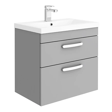 Brooklyn 600mm Grey Mist 2 Drawer Wall Hung Vanity Unit 3 Brooklyn 600mm Grey Mist 2 Drawer Wall Hung Vanity Unit