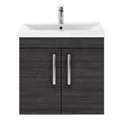 Brooklyn 600mm Black 2 Door Wall Hung Vanity Unit -Wall Hung Vanity Units Shop BWH6HB d4 460