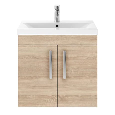 Brooklyn 600mm Natural Oak 2 Door Wall Hung Vanity Unit 6 Brooklyn 600mm Natural Oak 2 Door Wall Hung Vanity Unit - Image 4