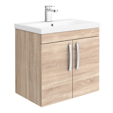 Brooklyn 600mm Natural Oak 2 Door Wall Hung Vanity Unit 3 Brooklyn 600mm Natural Oak 2 Door Wall Hung Vanity Unit