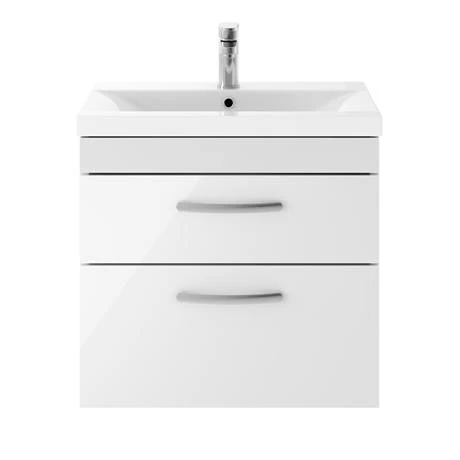 Brooklyn 600mm White Gloss 2 Drawer Wall Hung Vanity Unit 4 Brooklyn 600mm White Gloss 2 Drawer Wall Hung Vanity Unit - Image 2