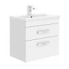 Brooklyn 600mm White Gloss 2 Drawer Wall Hung Vanity Unit -Wall Hung Vanity Units Shop BWH6W2D np
