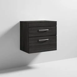 Brooklyn Wall Hung Countertop Vanity Unit - Black - 605mm 2 Drawer -Wall Hung Vanity Units Shop BWH6WT2DB n d1 460