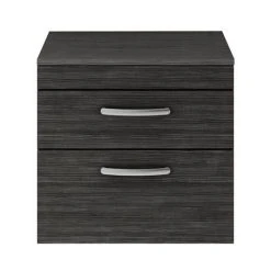 Brooklyn Wall Hung Countertop Vanity Unit - Black - 605mm 2 Drawer -Wall Hung Vanity Units Shop BWH6WT2DB d3 460