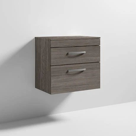 Brooklyn Wall Hung Countertop Vanity Unit - Grey Avola - 605mm 2 Drawer with Chrome Handles 6 Brooklyn Wall Hung Countertop Vanity Unit - Grey Avola - 605mm 2 Drawer with Chrome Handles - Image 4