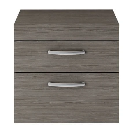 Brooklyn Wall Hung Countertop Vanity Unit - Grey Avola - 605mm 2 Drawer with Chrome Handles 4 Brooklyn Wall Hung Countertop Vanity Unit - Grey Avola - 605mm 2 Drawer with Chrome Handles - Image 2
