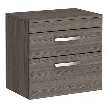 Brooklyn Wall Hung Countertop Vanity Unit - Grey Avola - 605mm 2 Drawer with Chrome Handles 3 Brooklyn Wall Hung Countertop Vanity Unit - Grey Avola - 605mm 2 Drawer with Chrome Handles