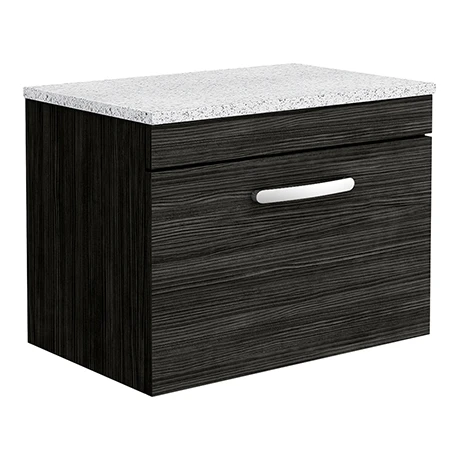 Brooklyn Wall Hung Countertop Vanity Unit - Black - 600mm with White Worktop & Chrome Handle 3 Brooklyn Wall Hung Countertop Vanity Unit - Black - 600mm with White Worktop & Chrome Handle