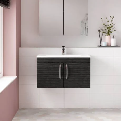 Brooklyn 800mm Black 2 Door Wall Hung Vanity Unit 6 Brooklyn 800mm Black 2 Door Wall Hung Vanity Unit - Image 4