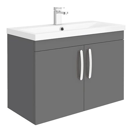 Brooklyn 800mm Gloss Grey 2 Door Wall Hung Vanity Unit 3 Brooklyn 800mm Gloss Grey 2 Door Wall Hung Vanity Unit