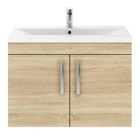 Brooklyn 800mm Natural Oak 2 Door Wall Hung Vanity Unit 6 Brooklyn 800mm Natural Oak 2 Door Wall Hung Vanity Unit - Image 4