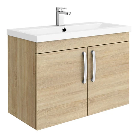 Brooklyn 800mm Natural Oak 2 Door Wall Hung Vanity Unit 3 Brooklyn 800mm Natural Oak 2 Door Wall Hung Vanity Unit