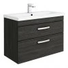Brooklyn 800mm Black 2 Drawer Wall Hung Vanity Unit -Wall Hung Vanity Units Shop BWH8BLK2D np
