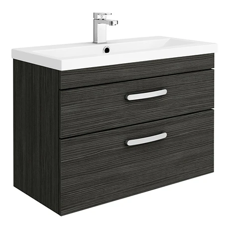 Brooklyn 800mm Black 2 Drawer Wall Hung Vanity Unit 3 Brooklyn 800mm Black 2 Drawer Wall Hung Vanity Unit