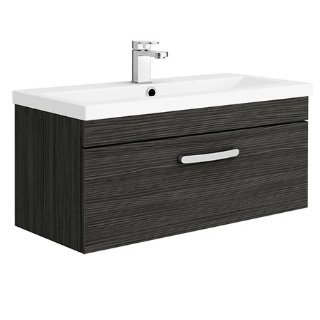 Brooklyn Black 800mm Wall Hung Vanity Unit - Single Drawer 3 Brooklyn Black 800mm Wall Hung Vanity Unit - Single Drawer