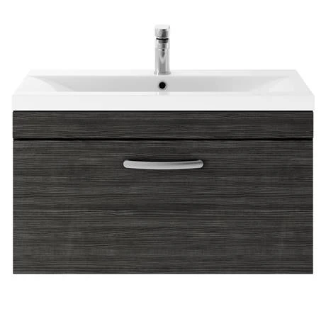 Brooklyn Black 800mm Wall Hung Vanity Unit - Single Drawer 6 Brooklyn Black 800mm Wall Hung Vanity Unit - Single Drawer - Image 4