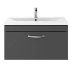 Brooklyn 800mm Gloss Grey 1 Drawer Wall Hung Vanity Unit -Wall Hung Vanity Units Shop BWH8GG d2 460