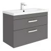 Brooklyn 800mm Gloss Grey 2 Drawer Wall Hung Vanity Unit -Wall Hung Vanity Units Shop BWH8GRY2D n p