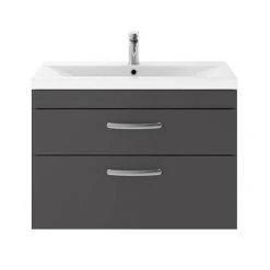 Brooklyn 800mm Gloss Grey 2 Drawer Wall Hung Vanity Unit -Wall Hung Vanity Units Shop BWH8GRY2D d3 460