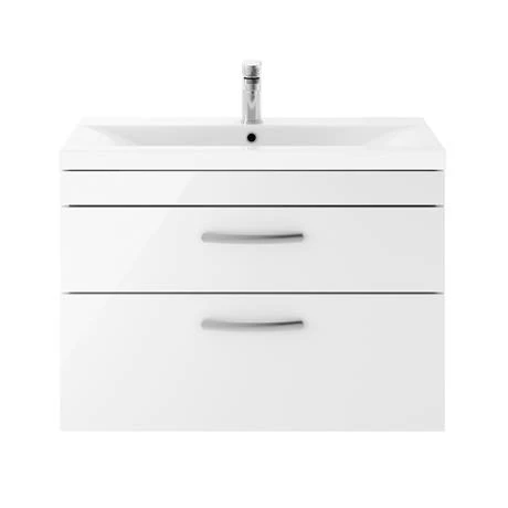 Brooklyn 800mm Gloss White 2 Drawer Wall Hung Vanity Unit 5 Brooklyn 800mm Gloss White 2 Drawer Wall Hung Vanity Unit - Image 3
