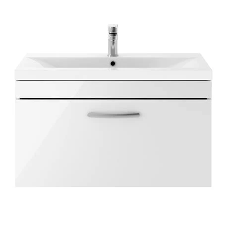 Brooklyn 800mm White Gloss Wall Hung Vanity Unit - Single Drawer 6 Brooklyn 800mm White Gloss Wall Hung Vanity Unit - Single Drawer - Image 4