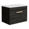 Brooklyn Wall Hung Countertop Vanity - Black - 600mm with White Worktop & Brushed Brass Handle -Wall Hung Vanity Units Shop BWHB6WW BB p