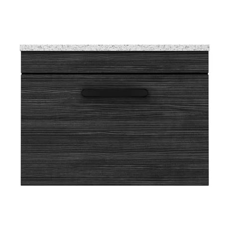 Brooklyn Wall Hung Countertop Vanity - Black - 600mm with White Worktop & Matt Black Handle 7 Brooklyn Wall Hung Countertop Vanity - Black - 600mm with White Worktop & Matt Black Handle - Image 5