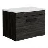 Brooklyn Wall Hung Countertop Vanity - Black - 600mm with White Worktop & Matt Black Handle -Wall Hung Vanity Units Shop BWHB6WW MB p