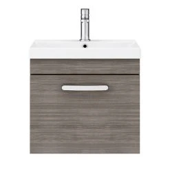 Brooklyn 500 Grey Avola Wall Hung 1-Drawer Vanity Unit with Thin-Edge Basin -Wall Hung Vanity Units Shop BWHSD5GATE n d2 460