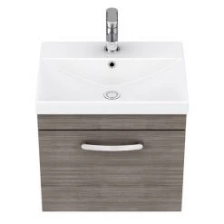 Brooklyn 500 Grey Avola Wall Hung 1-Drawer Vanity Unit with Thin-Edge Basin -Wall Hung Vanity Units Shop BWHSD5GATE n d3 460