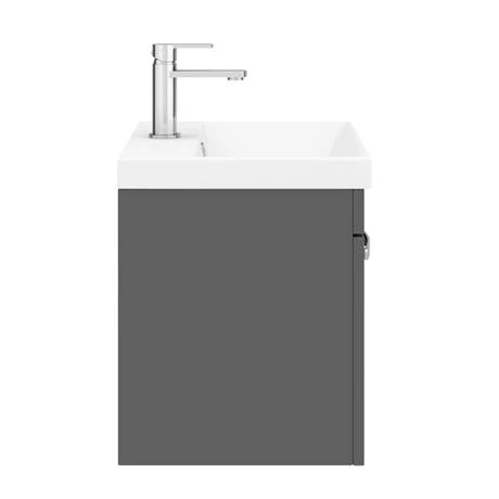 Brooklyn 500 Gloss Grey Wall Hung 1-Drawer Vanity Unit with Thin-Edge Basin 6 Brooklyn 500 Gloss Grey Wall Hung 1-Drawer Vanity Unit with Thin-Edge Basin - Image 4