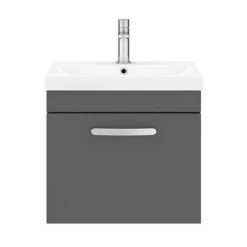 Brooklyn 500 Gloss Grey Wall Hung 1-Drawer Vanity Unit with Thin-Edge Basin 12 Brooklyn 500 Gloss Grey Wall Hung 1-Drawer Vanity Unit with Thin-Edge Basin -Wall Hung Vanity Units Shop BWHSD5GGTE d5 460