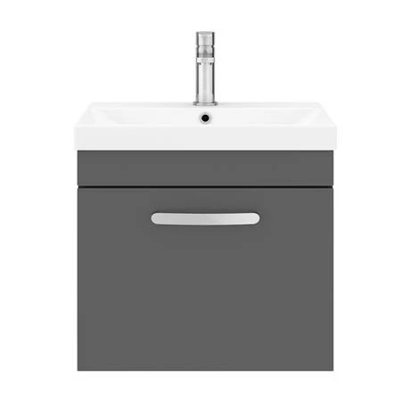 Brooklyn 500 Gloss Grey Wall Hung 1-Drawer Vanity Unit with Thin-Edge Basin 7 Brooklyn 500 Gloss Grey Wall Hung 1-Drawer Vanity Unit with Thin-Edge Basin - Image 5
